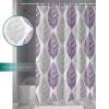 Anzona Purple and Grey Leaf Texture Waterproof Shower Curtains Set - Standard 72 x 72 Inch, Gray Abstract Art Leaves Polyester Fabric Bathroom Curtain with 12 Hooks, Bathroom Accessories, 1 Panel view 4