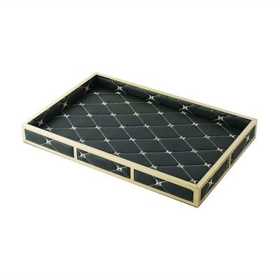 Serving Tray Modern and Fashionable PU Leather Tray Light Luxury Metal Storage Tray Jewelry Display Tray for Coffee Shops Jewelry Shops Decorative Trays (Color : 1)
