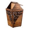 DYPASA Wastepaper Basket Antique Wood Trash bin Shake Cover Teak Waste Bin Hand Hollow Carved Trash Can Indoor Wood Trash Box 3.2 Gallons Garbage Can view 1
