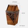 DYPASA Wastepaper Basket Antique Wood Trash bin Shake Cover Teak Waste Bin Hand Hollow Carved Trash Can Indoor Wood Trash Box 3.2 Gallons Garbage Can view 2
