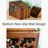 DYPASA Wastepaper Basket Antique Wood Trash bin Shake Cover Teak Waste Bin Hand Hollow Carved Trash Can Indoor Wood Trash Box 3.2 Gallons Garbage Can view 3