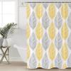 Anzona Yellow and Grey Leaf Texture Waterproof Shower Curtains Set - Stall 54 x 78 Inch, Abstract Art Leaves Polyester Fabric Bathroom Curtain with 12 Hooks, Bathroom Accessories, 1 Panel view 1