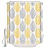 Anzona Yellow and Grey Leaf Texture Waterproof Shower Curtains Set - Stall 54 x 78 Inch, Abstract Art Leaves Polyester Fabric Bathroom Curtain with 12 Hooks, Bathroom Accessories, 1 Panel view 2