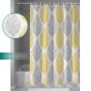 Anzona Yellow and Grey Leaf Texture Waterproof Shower Curtains Set - Stall 54 x 78 Inch, Abstract Art Leaves Polyester Fabric Bathroom Curtain with 12 Hooks, Bathroom Accessories, 1 Panel view 4