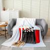 Erosebridal Movie Theater Fleece Blanket for Sofa Bed Black White Clapper Board Throw Blanket All Season 3D Popcorn Coke Drinks Fuzzy Blanket Cinema Tickets Plush Bed Blanket Bedroom Decor, 40"x50" view 1