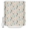 Anzona Colorful Geometric Leaves Waterproof Shower Curtains Set - Extra Long 72 x 78 Inch, Summer Tropical Linen Texture Polyester Fabric Bathroom Curtain with Hooks, Bathroom Accessories view 2