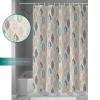Anzona Colorful Geometric Leaves Waterproof Shower Curtains Set - Extra Long 72 x 78 Inch, Summer Tropical Linen Texture Polyester Fabric Bathroom Curtain with Hooks, Bathroom Accessories view 4