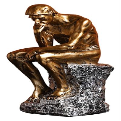 ALDEPO Sculpture Tabletop Decor Ornament Office Craft People Stable Room Sculpture Thinker Statue for Desktop Resin Bedroom Statue