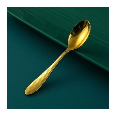 Soup Spoons Brass Spoon Household Spoon Handmade Coffee Spoon Long Handle Thickened Pure Copper Solid Tableware Dessert Spoon Dinner Spoon Table Spoon (Color : 1)