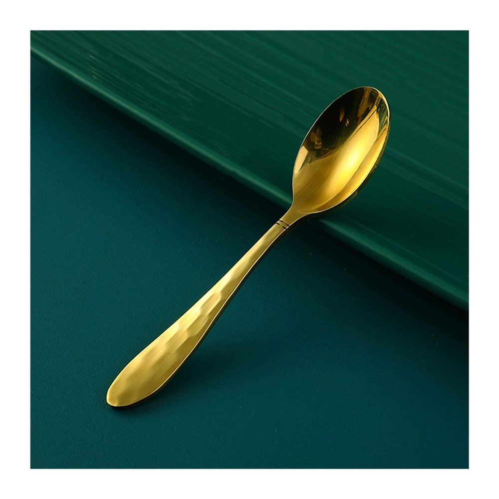 Soup Spoons Brass Spoon Household Spoon Handmade Coffee Spoon Long Handle Thickened Pure Copper Solid Tableware Dessert Spoon Dinner Spoon Table Spoon (Color : 1)