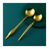 Soup Spoons Brass Spoon Household Spoon Handmade Coffee Spoon Long Handle Thickened Pure Copper Solid Tableware Dessert Spoon Dinner Spoon Table Spoon (Color : 1) view 3