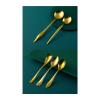 Soup Spoons Brass Spoon Household Spoon Handmade Coffee Spoon Long Handle Thickened Pure Copper Solid Tableware Dessert Spoon Dinner Spoon Table Spoon (Color : 1) view 4