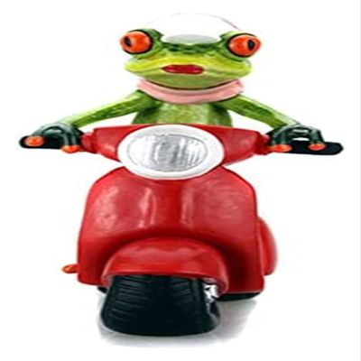 ALDEPO Sculpture Tabletop Decorations Green Frogs Sculpture Riding A Motorcycle Funny Interesting Statues for Desktop Decor Statue