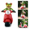 ALDEPO Sculpture Tabletop Decorations Green Frogs Sculpture Riding A Motorcycle Funny Interesting Statues for Desktop Decor Statue view 2