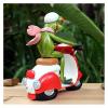 ALDEPO Sculpture Tabletop Decorations Green Frogs Sculpture Riding A Motorcycle Funny Interesting Statues for Desktop Decor Statue view 3