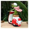 ALDEPO Sculpture Tabletop Decorations Green Frogs Sculpture Riding A Motorcycle Funny Interesting Statues for Desktop Decor Statue view 4