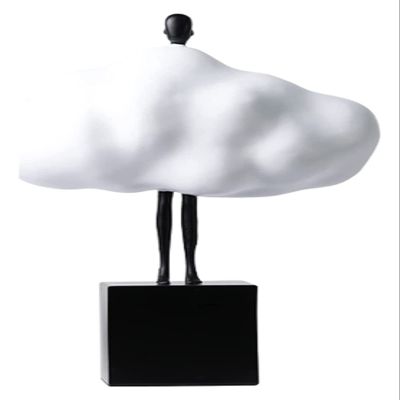 ALDEPO Sculpture Tabletop White Cloud Sculptures, Resin & Metal Abstract Figure Statues Items Small Decor Items ?for Shelf, Making Your Warm and Artistic Statue