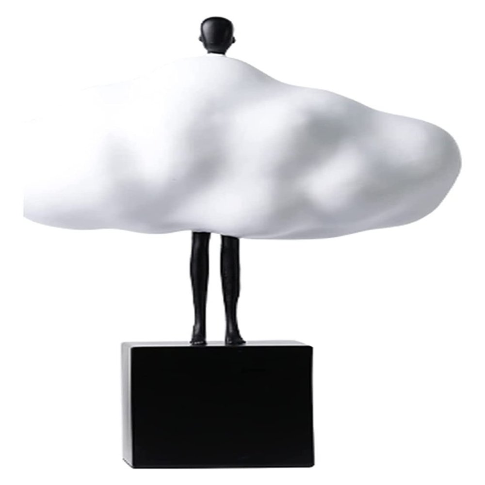 ALDEPO Sculpture Tabletop White Cloud Sculptures, Resin & Metal Abstract Figure Statues Items Small Decor Items ?for Shelf, Making Your Warm and Artistic Statue