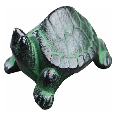 ALDEPO Sculpture Tabletop Green Statues Turtle Figurines Iron Turtle Statues Unique Animal Art Decor for Room Hallway Bedroom Desktop Collection Statue