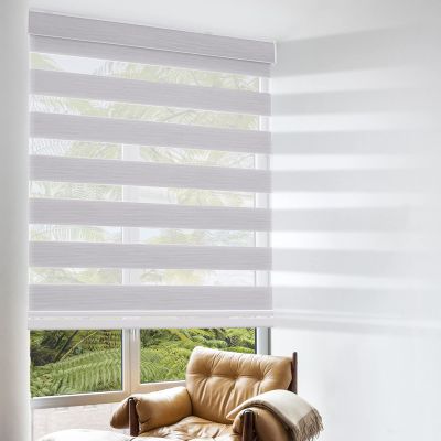 Cordless Zebra Blinds for Windows, Custom Size Zebra Roller Window Blinds, Dual Layer Light Filtering Zebra Roller Shades, Window Blinds for Home, Office, Kitchen, Bathroom31 * 84in(W*H),Grey