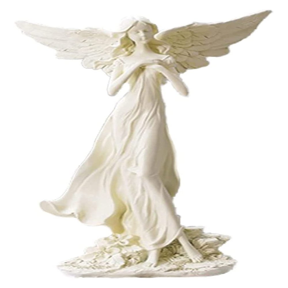 ALDEPO Sculpture Tabletop Elegant Wings Angel Statue, Natural Eco Friendly Resin Angel Figurine Christmas Church Angel Art for Statue Statue (Color : Light Green)