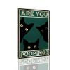 Tin Sign Aluminum Sign Are You Pooping Signs, Bathroom Restroom Wall Toilet Decor, Funny Kitty Cat, Cats Lover Gift, Funny Black Cat Tin Sign for Garage Bathroom Living Room 8X12 inch-Tin Painting view 1