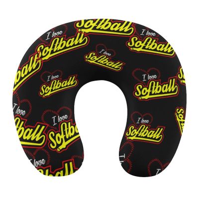 Love Softball Travel Neck Pillow U Shape for Head and Neck Support Pillow Memory Foam Headrest for Car Office Home Sleeping