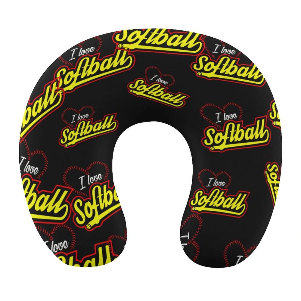 Love Softball Travel Neck Pillow U Shape for Head and Neck Support Pillow Memory Foam Headrest for Car Office Home Sleeping