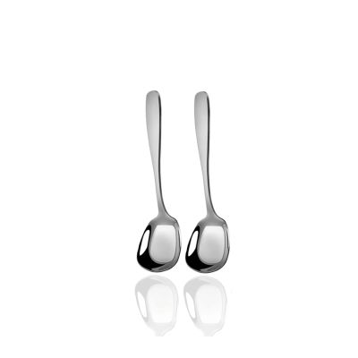Soup Spoons Stainless Steel Spoon Household Square Head Spoon Long Handle Flat Bottom Small Spoon Dinner Spoon Table Spoon (Size : L)