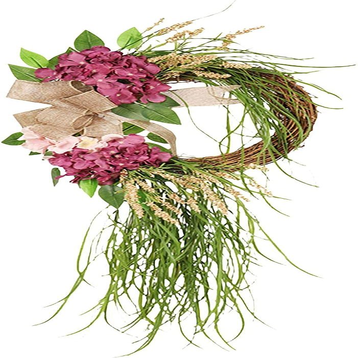 Artificial Flower Wreath Door Front Wreatg Spring Floral Garland Rattan Hanging Wreath for Farmhouse Wedding Wall Window Home Decor