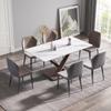 63" Marble Dining Table for 6, Contemporary Rectangular Kitchen Table with 4.72 Thick Sintered Stone Top Metal X-shape Pedestal Base, Table for Dining Room, Kitchen (Rose Gold Leg, 63 " Width) view 1