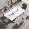 63" Marble Dining Table for 6, Contemporary Rectangular Kitchen Table with 4.72 Thick Sintered Stone Top Metal X-shape Pedestal Base, Table for Dining Room, Kitchen (Rose Gold Leg, 63 " Width) view 3