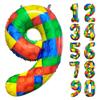 32 Inch Building Block Number 9 Balloons 9 year birthday Block Themed Large Big Helium Foil Mylar Balloon for Girls Boys 9 th Birthday Party Decoration Supplies view 1