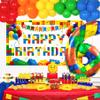 32 Inch Building Block Number 9 Balloons 9 year birthday Block Themed Large Big Helium Foil Mylar Balloon for Girls Boys 9 th Birthday Party Decoration Supplies view 4