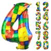 32 Inch Building Block Number 4 Balloons 4 year old Large Big Helium Foil Mylar Balloon for Girls Boys 4th Birthday Party Decoration Supplies view 1
