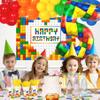 32 Inch Building Block Number 4 Balloons 4 year old Large Big Helium Foil Mylar Balloon for Girls Boys 4th Birthday Party Decoration Supplies view 4