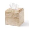 WORHE Tissue Box Cover Italy Natural Travertine Stone Heavy Duty Square Facial Toilet Paper Holder for Bathroom Living Room Bedroom Dresser Kitchen Minimalistic Office Home Decor Beige (TBC145WT) view 1