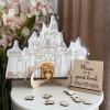 Personalized Wedding Wooden Guest Book: Creative Acrylic Custom Name Alternative Inserts Box DIY Custom Rustic Wedding Heart Drop Guest Book for Graduation Anniversary Wedding Decor (Castle) view 3