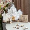 Personalized Wedding Wooden Guest Book: Creative Acrylic Custom Name Alternative Inserts Box DIY Custom Rustic Wedding Heart Drop Guest Book for Graduation Anniversary Wedding Decor (Castle) view 4