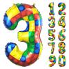 32 Inch Building Block Number 3 Balloons 3 year old Large Big Helium Foil Mylar Balloon for Girls Boys 3rd Birthday Party Decoration Supplies view 1