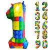 32 Inch Building Block Number 1 Balloons One Balloon for First Birthday|1 Balloons for 1st Birthday Large Big Helium Foil Mylar Balloon for Birthday Party Decoration Supplies view 1
