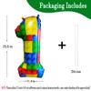 32 Inch Building Block Number 1 Balloons One Balloon for First Birthday|1 Balloons for 1st Birthday Large Big Helium Foil Mylar Balloon for Birthday Party Decoration Supplies view 2