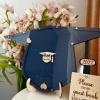 Personalized Wedding Wooden Guest Book: Creative Acrylic Custom Name Alternative Inserts Box DIY Custom Rustic Wedding Heart Drop Guest Book for Graduation Anniversary Wedding Decor (Graduation Cap) view 2
