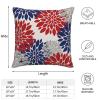 Blue and Red Dahlia Flower Throw Pillow Covers 18x18 Inch 4th of July Decorations Pillows Cover 18x18 inch Set of 2 Patriotic Memorial Day Farmhouse Linen Pillow Case for Outdoor Couch Bed Sofa Decor view 2