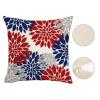 Blue and Red Dahlia Flower Throw Pillow Covers 18x18 Inch 4th of July Decorations Pillows Cover 18x18 inch Set of 2 Patriotic Memorial Day Farmhouse Linen Pillow Case for Outdoor Couch Bed Sofa Decor view 3