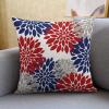 Blue and Red Dahlia Flower Throw Pillow Covers 18x18 Inch 4th of July Decorations Pillows Cover 18x18 inch Set of 2 Patriotic Memorial Day Farmhouse Linen Pillow Case for Outdoor Couch Bed Sofa Decor view 4