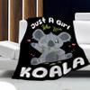 Just A Girl Who Loves Koala Blanket Cute Animal Soft Lightweight Bear Flannel Blankets for Sofa Bed Polyester Warm Throw Blanket Gift for Koala Lover Unisex90''x120''for Whole Family view 2