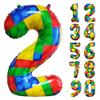 32 Inch Building Block Number 2 Balloons 2 Years Old Balloons Large Big Helium Foil Mylar Balloon for 2nd Birthday Party Decoration Supplies view 1