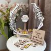 Personalized Wedding Wooden Guest Book: Creative Acrylic Custom Name Alternative Inserts Box DIY Custom Rustic Wedding Heart Drop Guest Book for Graduation Anniversary Wedding Decor (Flower Hexagon) view 2