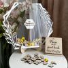 Personalized Wedding Wooden Guest Book: Creative Acrylic Custom Name Alternative Inserts Box DIY Custom Rustic Wedding Heart Drop Guest Book for Graduation Anniversary Wedding Decor (Flower Hexagon) view 4